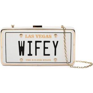 ALDO Las Vegas WIFEY License Plate Clutch Bride Purse Wedding Bridal